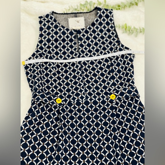 Anthropologie Tabitha Nautical Blue Retro Geometric Print Sheath Dress Size 6 - Picture 10 of 11